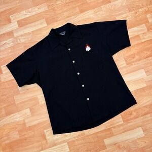 Johnny Suede Mens XL Black Flaming Card Suits Dice Buttons Made in USA